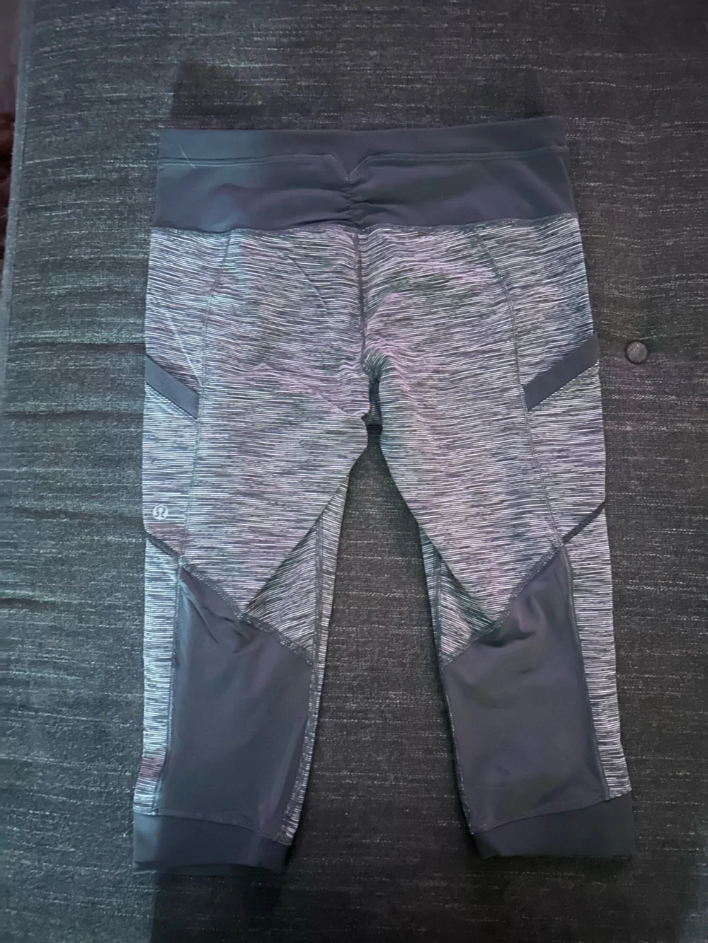 lululemon athletica Grey Space-Dye Cropped Leggings with Black Waistband